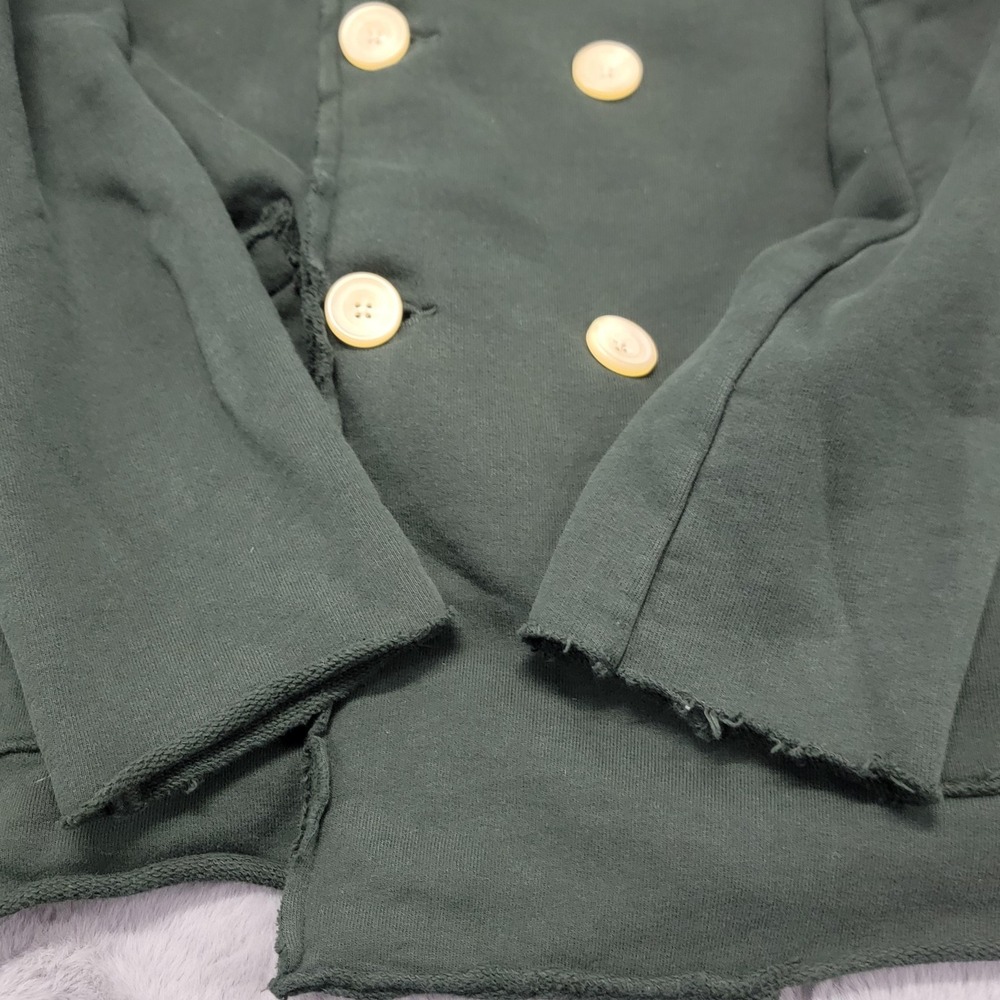 Frank Eileen Belfast Pea Coat Womens Medium Green Cotton Fleece Double Breasted - Picture 3 of 13